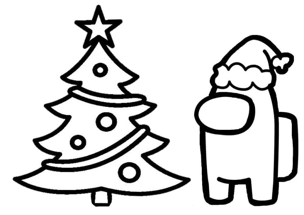 Dibujo de Among Us Árbol de Navidad para Colorear y Imprimir
