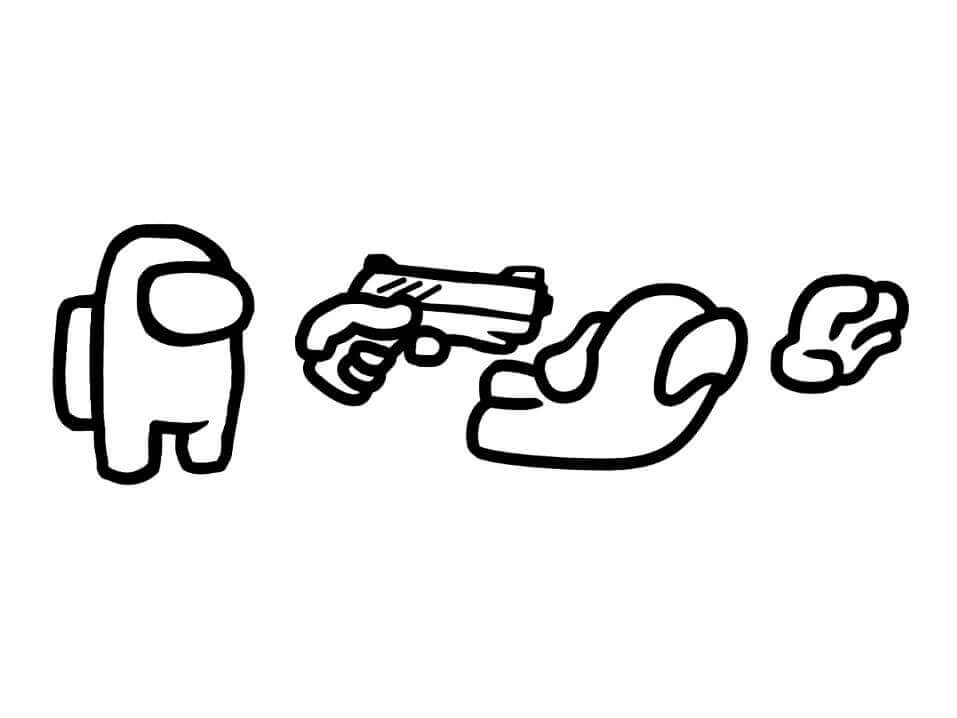 Dibujo de Among Us Matar Con Pistola para Colorear y Imprimir