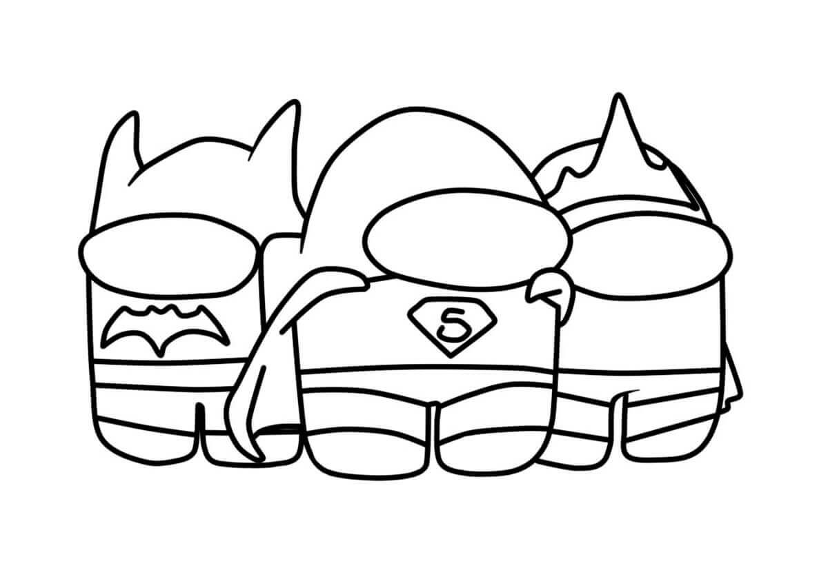 Dibujo de Among Us Superhéroes para Colorear y Imprimir