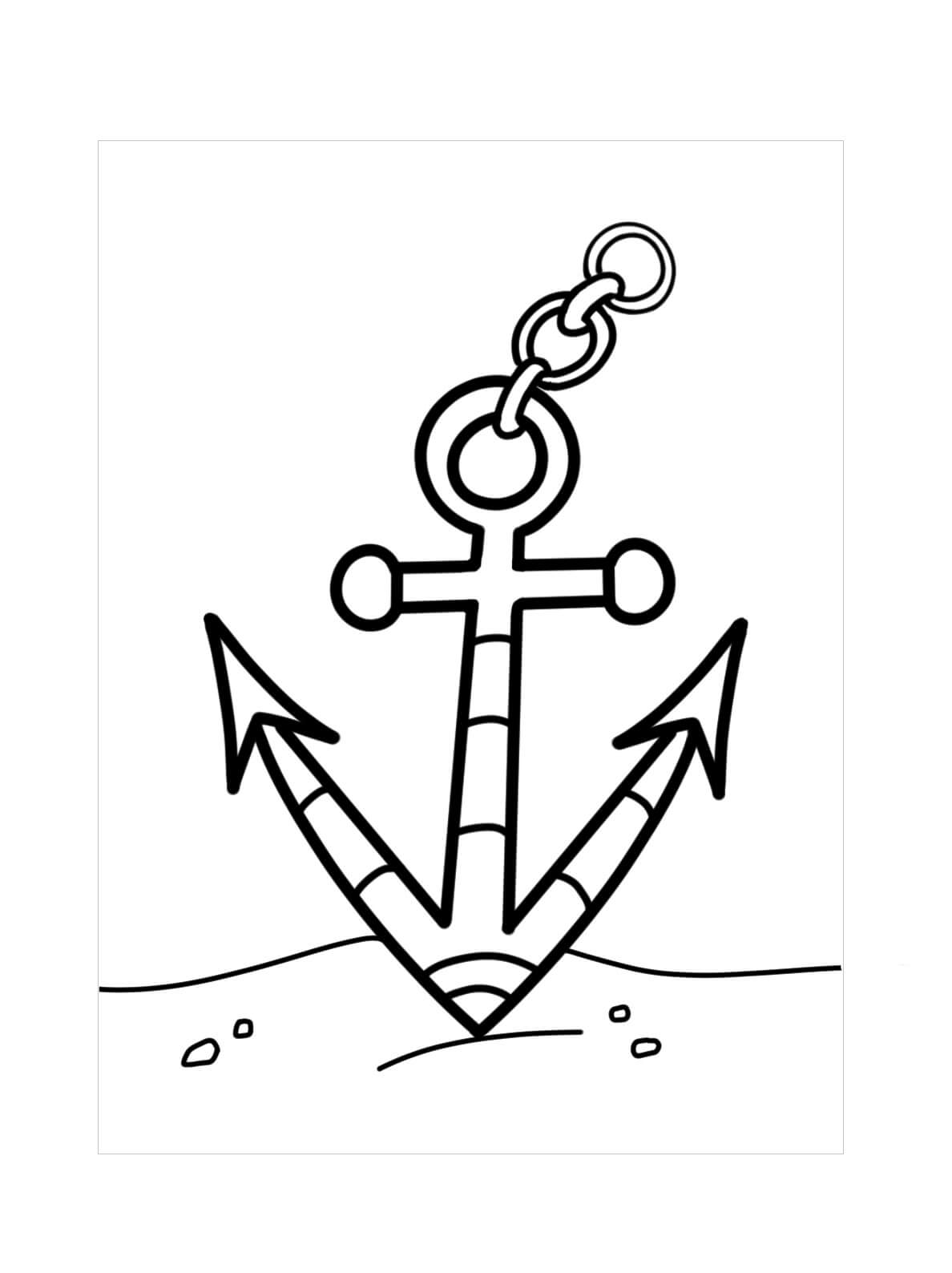 Dibujo de Ancla En El Mar para Colorear y Imprimir