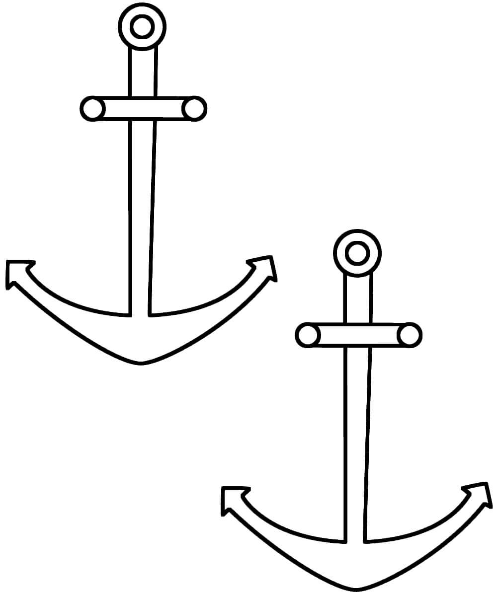 Dibujo de dos Anclas para Colorear y Imprimir