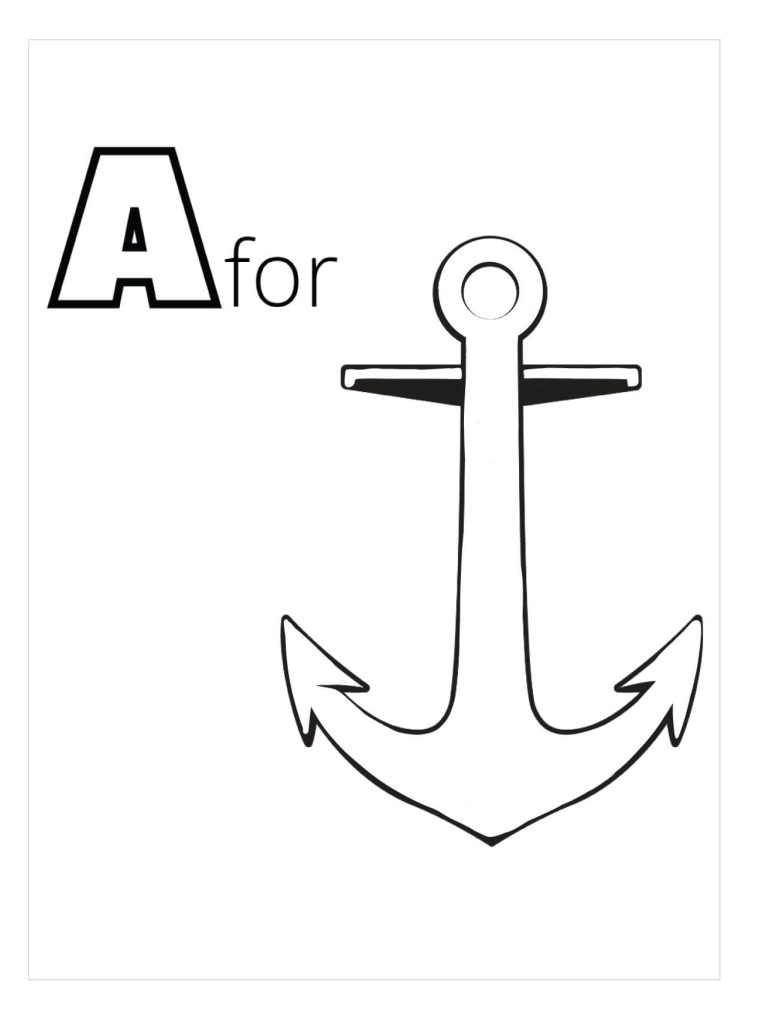 Dibujo de Letra a Es para Ancla para Colorear y Imprimir