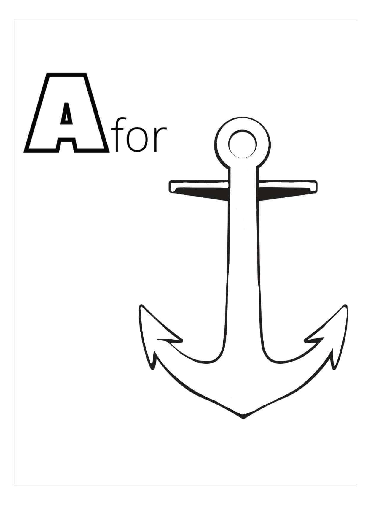 Dibujo de Letra a Es para Ancla para Colorear y Imprimir