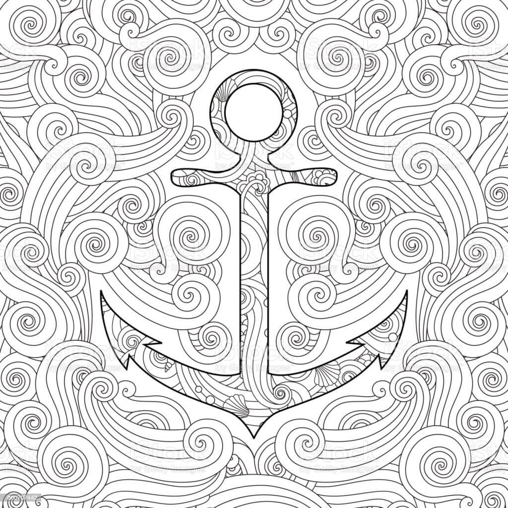 dibujo mandala de ancla imprimir y colorear