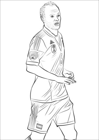 Dibujo de Andrés Iniesta Corriendo para Colorear y Imprimir