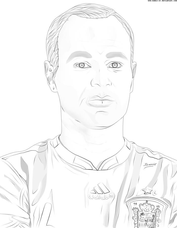 Dibujo de Enfréntate a Andrés Iniesta para Colorear y Imprimir