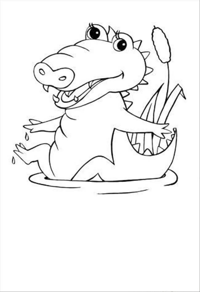 dibujo cocodrilo bebe divertido para colorear