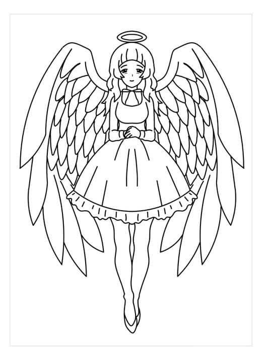 Dibujo de Ángel Animado para Colorear y Imprimir
