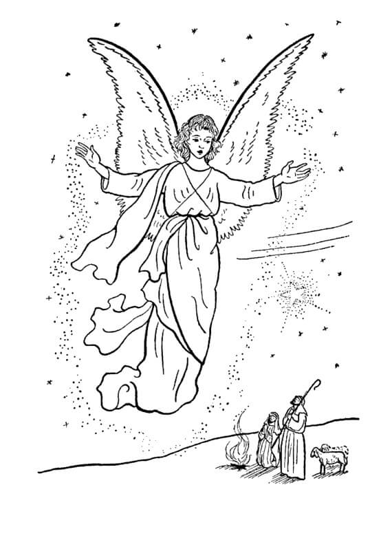 Dibujo de Ángel de Navidad para Colorear y Imprimir