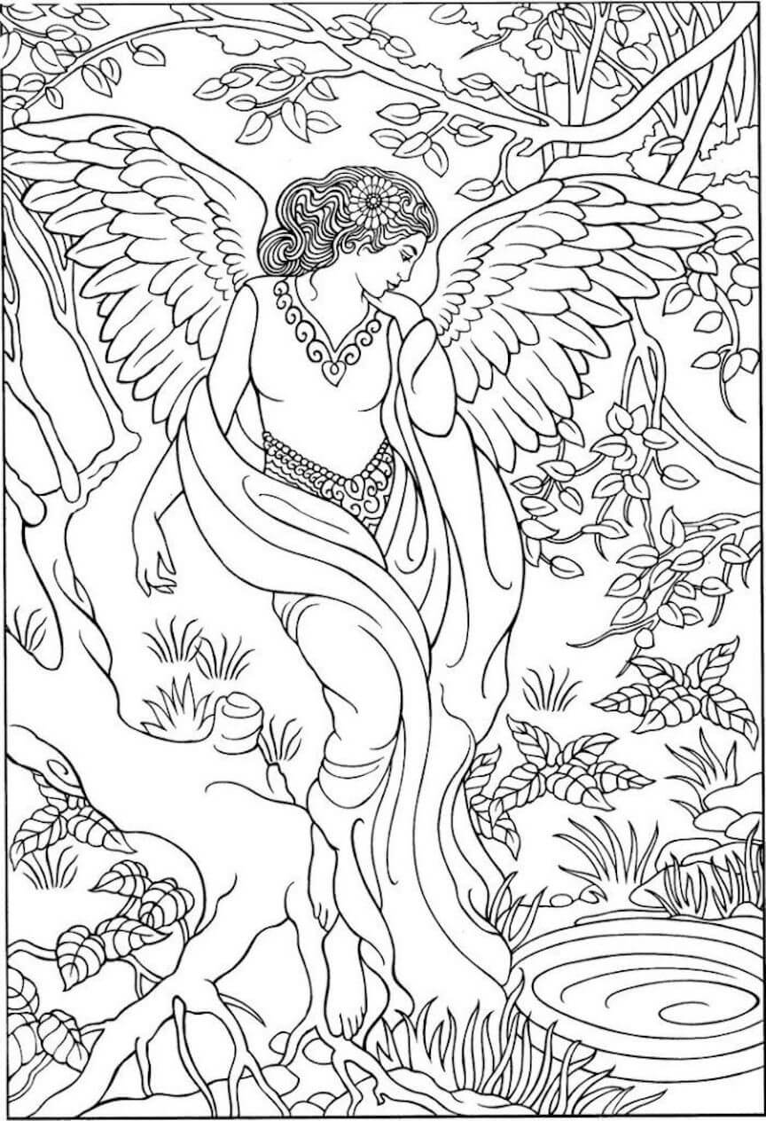 Dibujo de Ángel En La Jungla para Colorear y Imprimir