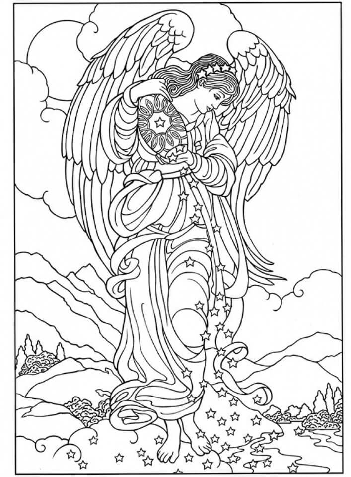 Dibujo de Ángel Es para Adultos para Colorear y Imprimir