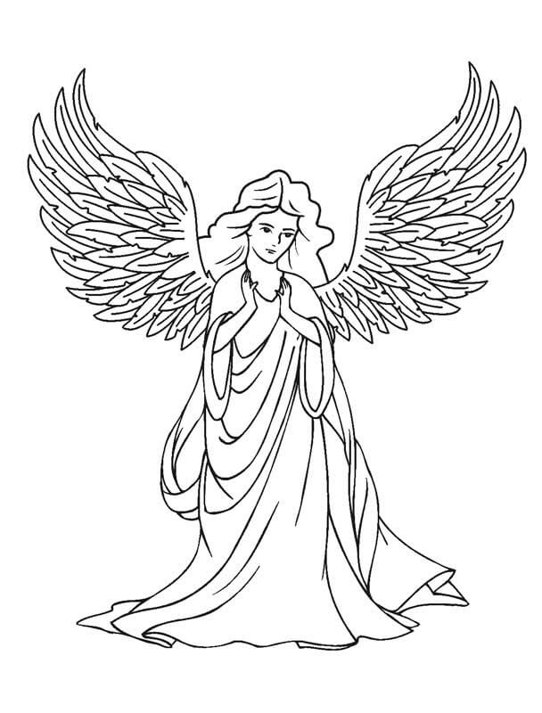 Dibujo de Ángel Imprimible para Colorear y Imprimir