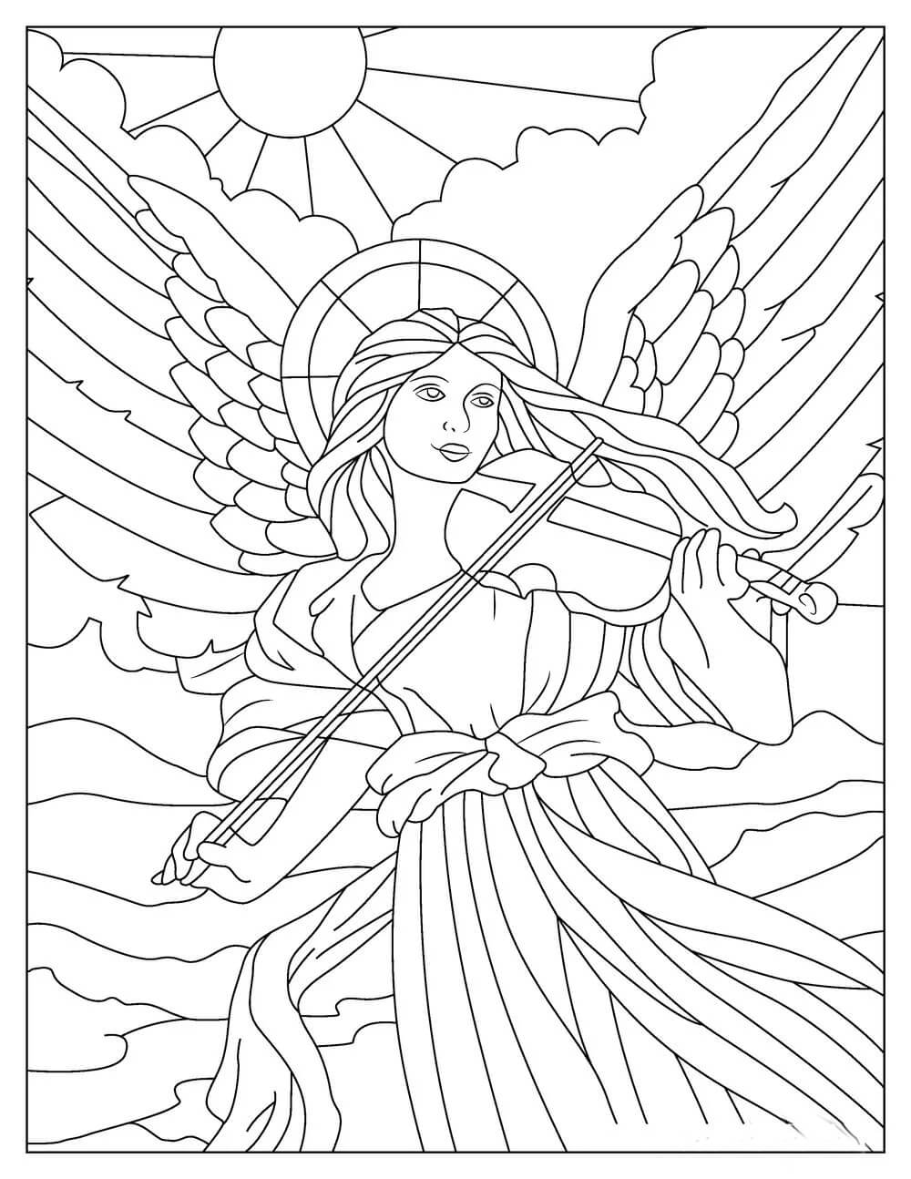 Dibujo de Ángel Tocando El Piano para Colorear y Imprimir