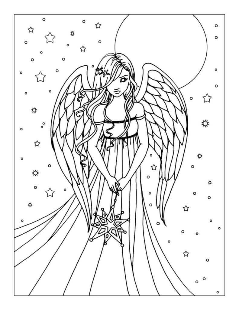 Dibujo de Bonita Ángel para Colorear y Imprimir