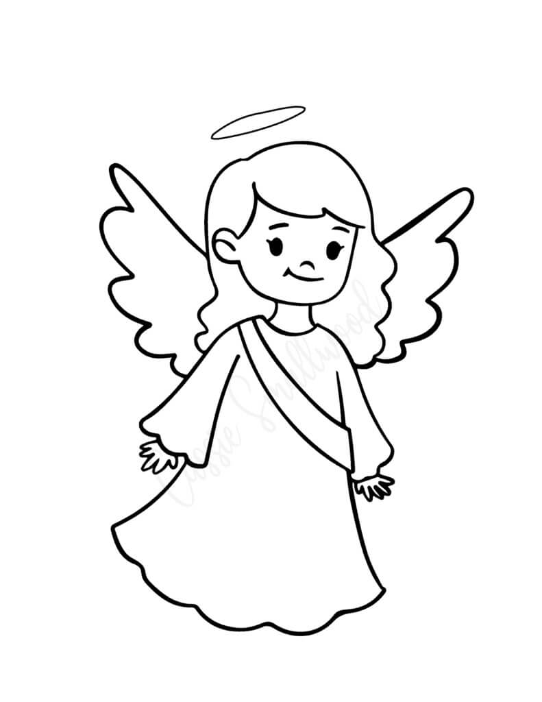 Dibujo de Bonito Ángel para Colorear y Imprimir