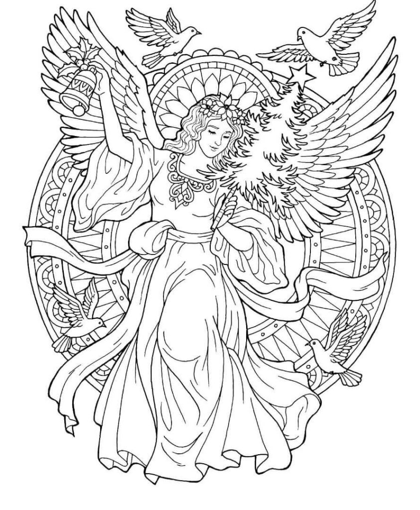 Dibujo de Hermoso Ángel para Colorear y Imprimir