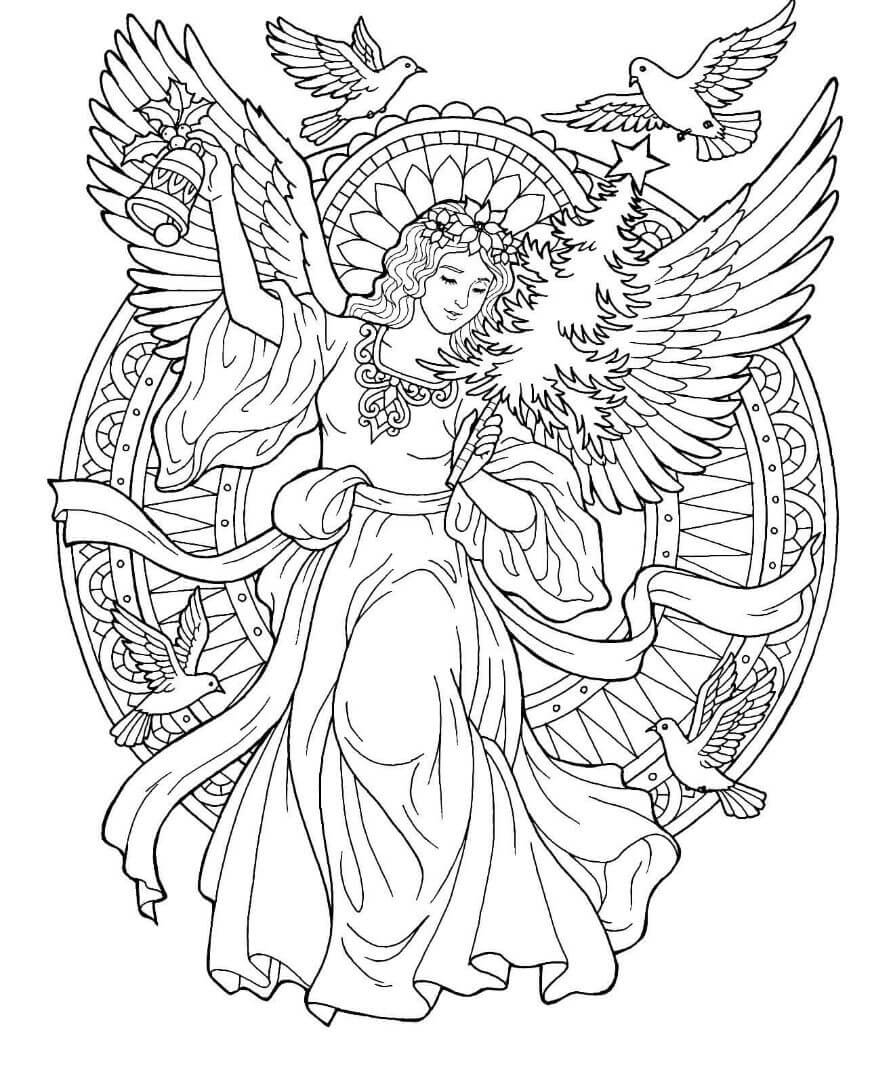 Dibujo de Hermoso Ángel para Colorear y Imprimir