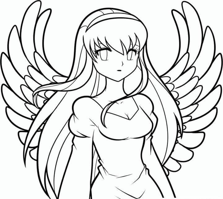Dibujo de Retrato de Ángel Animado para Colorear y Imprimir