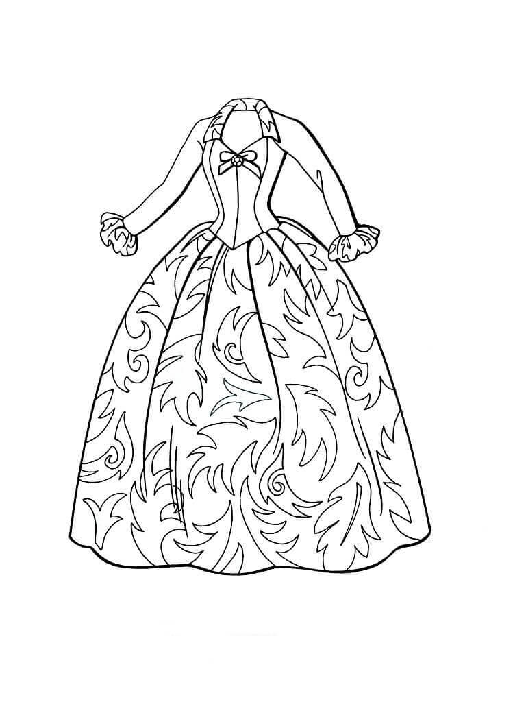 Dibujo de Vestido de Moda para Colorear y Imprimir