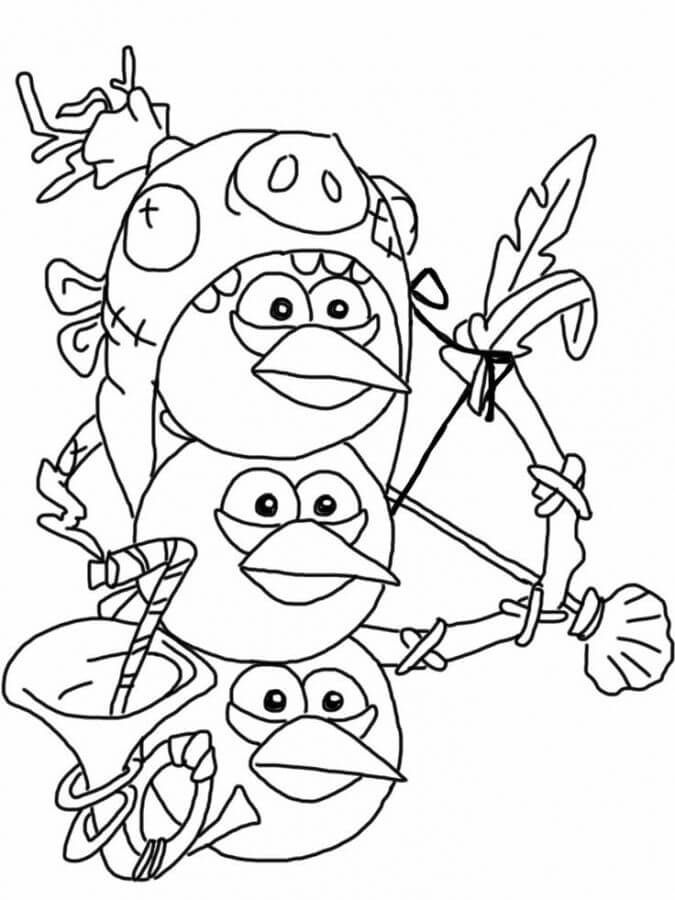 Dibujo de Adorables Angry Birds para Colorear y Imprimir
