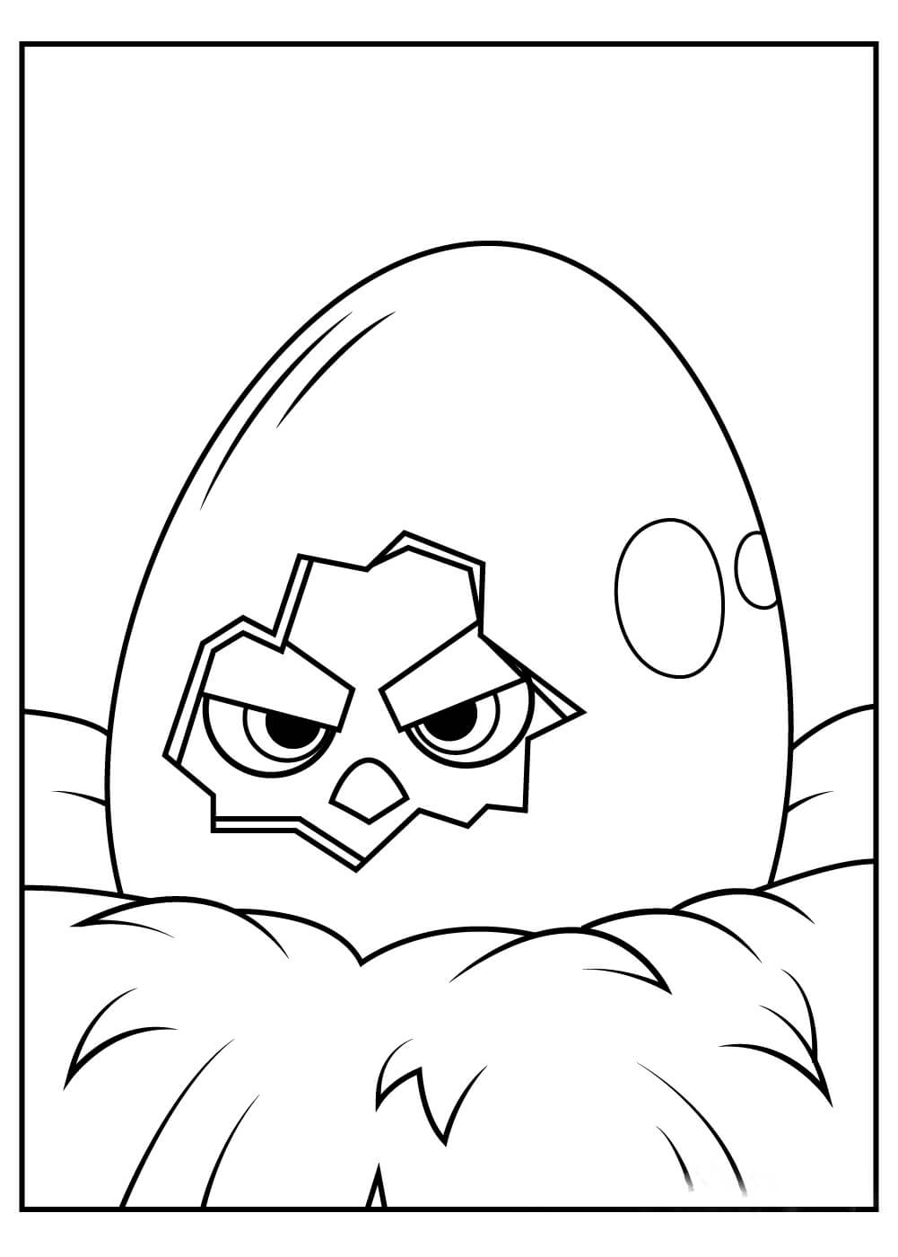 Dibujo de Angry Bird En Huevo para Colorear y Imprimir