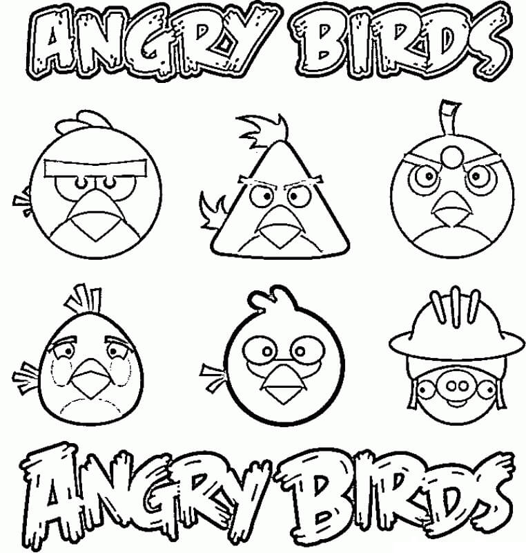 Dibujo de Angry Birds Básicos para Colorear y Imprimir