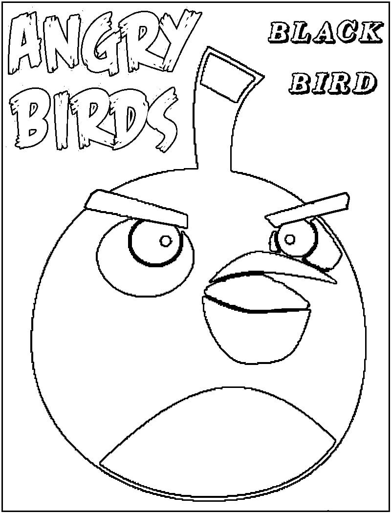 Dibujo de Dibujo Pájaro Negro de Angry Birds para Colorear y Imprimir