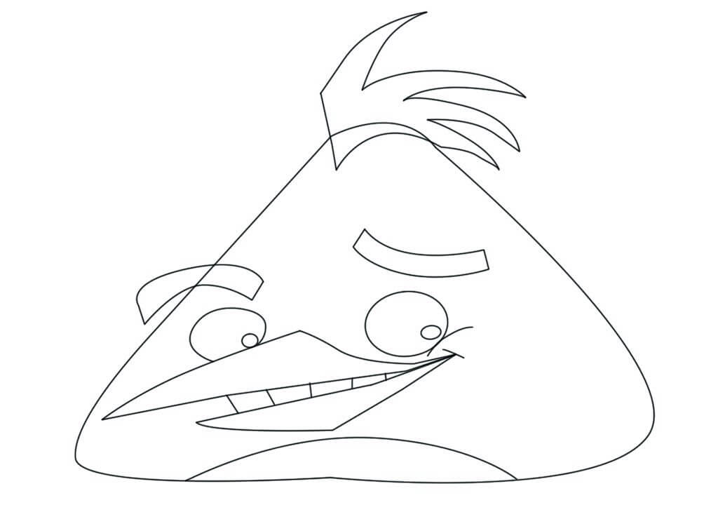 Dibujo de Divertido Pájaro Amarillo de Angry Birds para Colorear y Imprimir