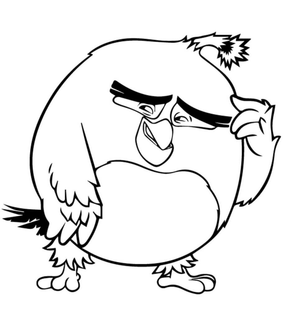 Dibujo de Divertido Pájaro Rojo de Angry Birds para Colorear y Imprimir
