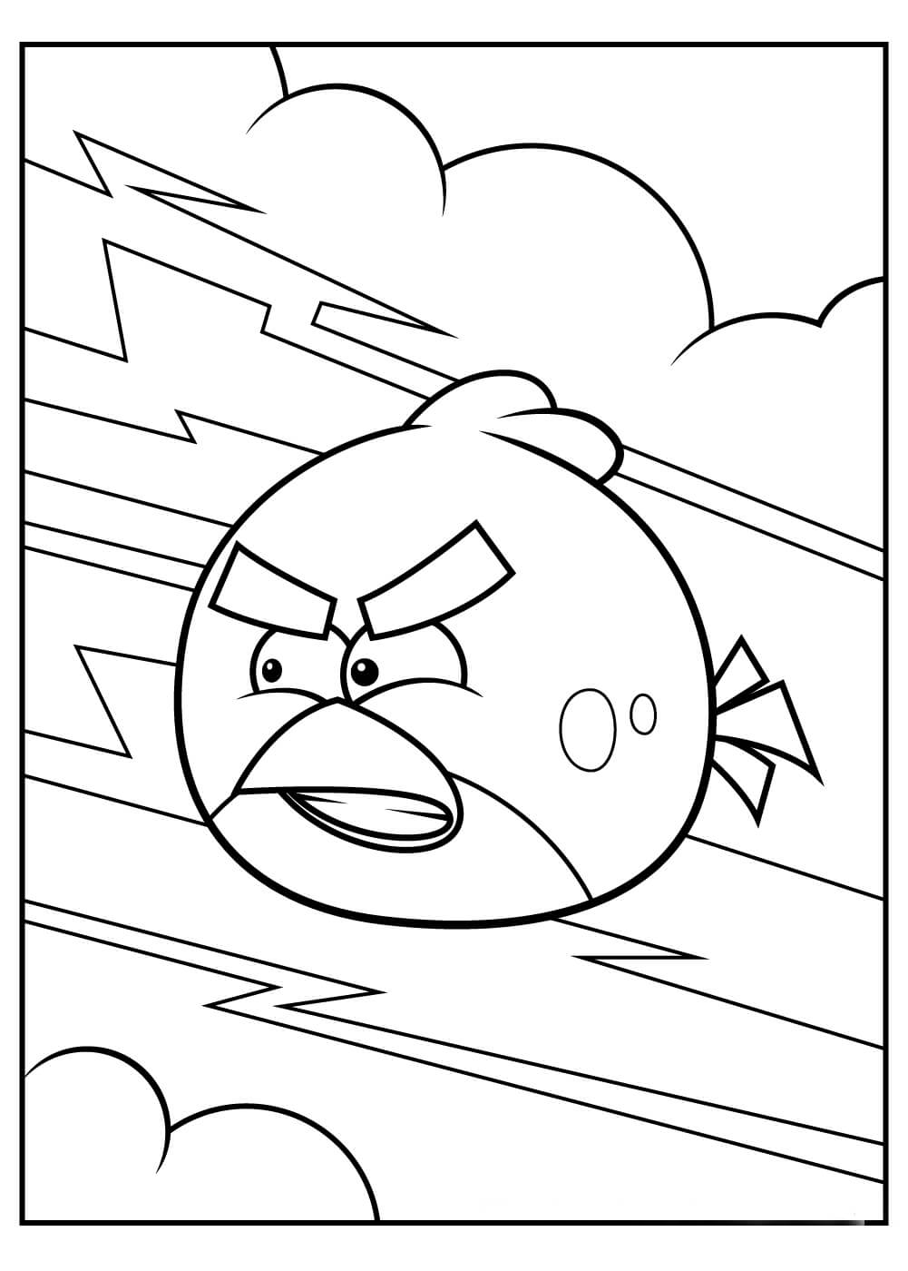 Dibujo de Pájaros Rojos Enojados para Colorear y Imprimir