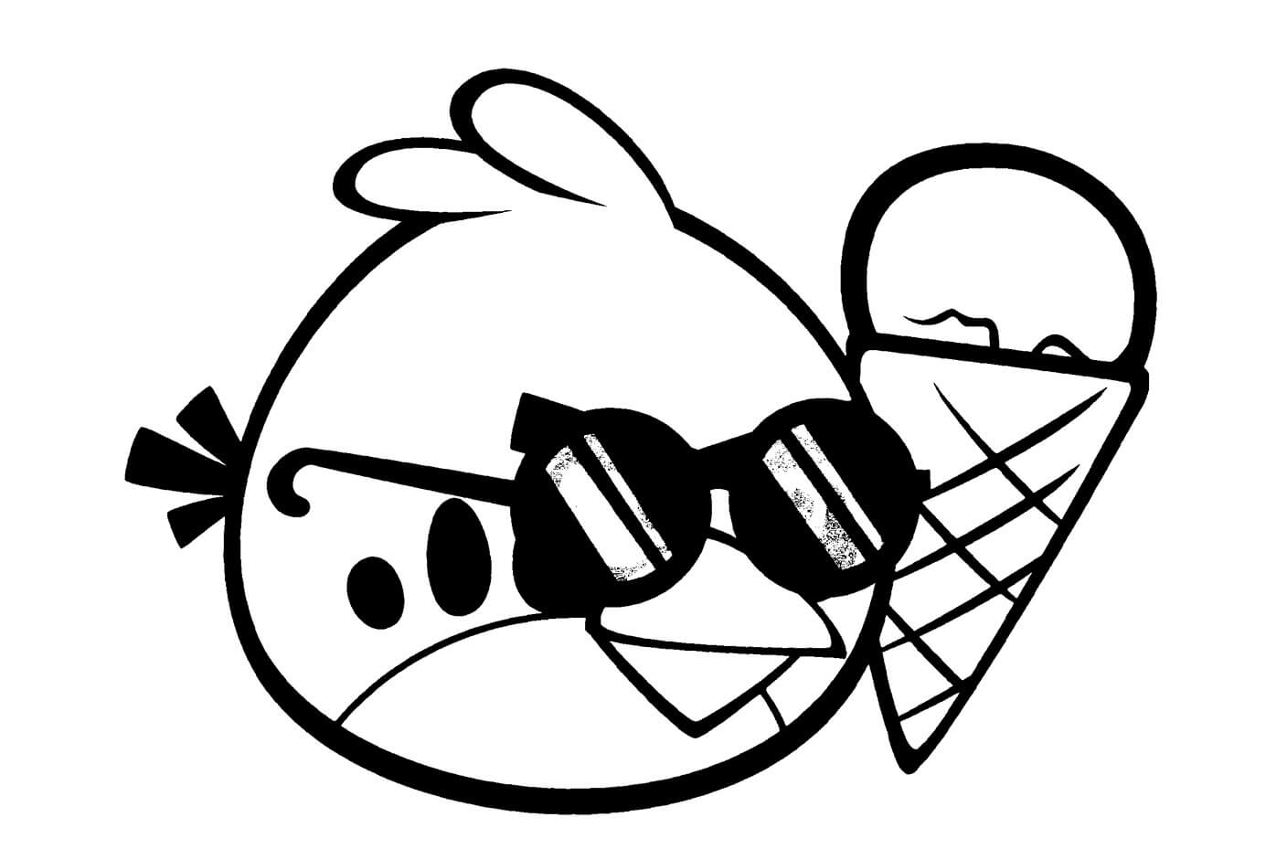 Dibujo de Pájaros Rojos Frescos Con Helado para Colorear y Imprimir