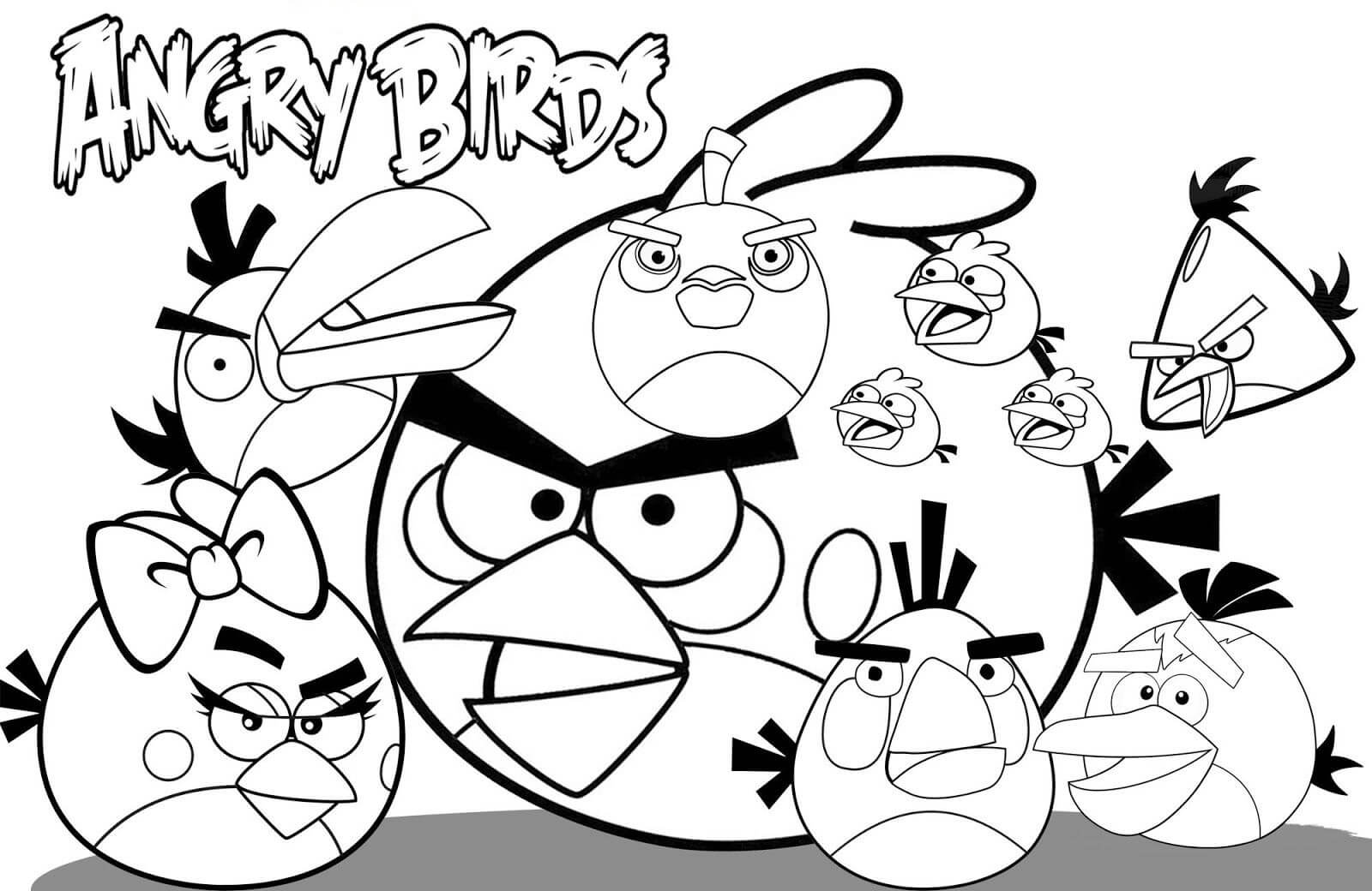 Dibujo de Todos Los Personajes de Angry Birds para Colorear y Imprimir