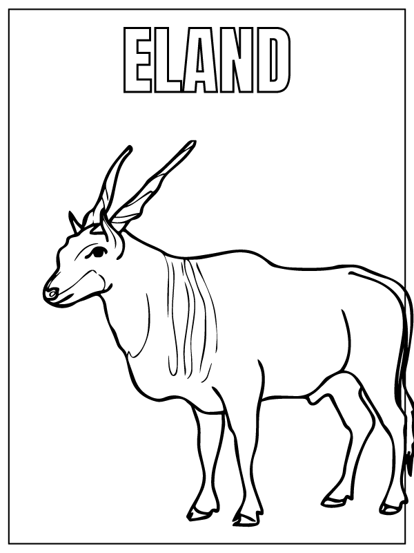 Dibujo de Eland Safari Animal Coloring Page para Colorear y Imprimir