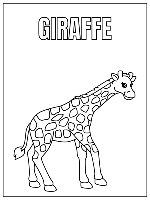 Dibujo de Giraffe Safari Animal Coloring Page para Colorear y Imprimir