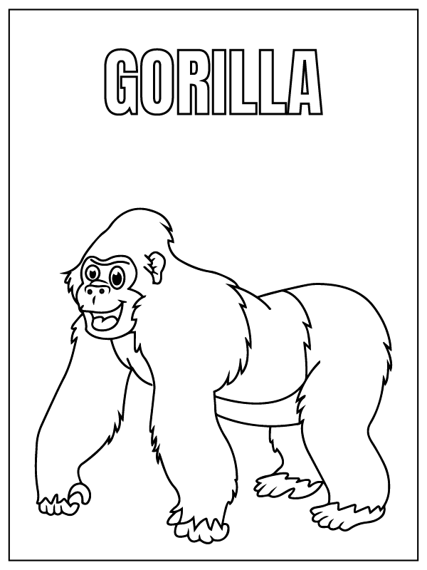 Dibujo de Gorilla Safari Animal Coloring Page para Colorear y Imprimir