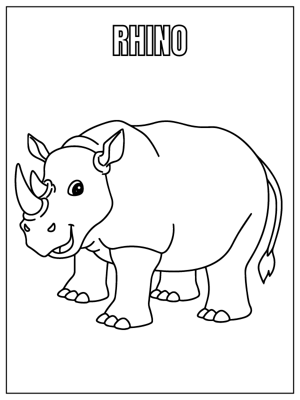 Dibujo de Rhino Safari Animal Coloring Page para Colorear y Imprimir