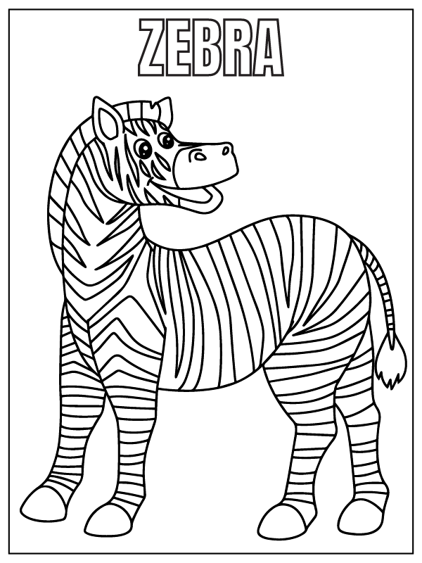 Dibujo de Zebra Safari Animal Coloring Page para Colorear y Imprimir