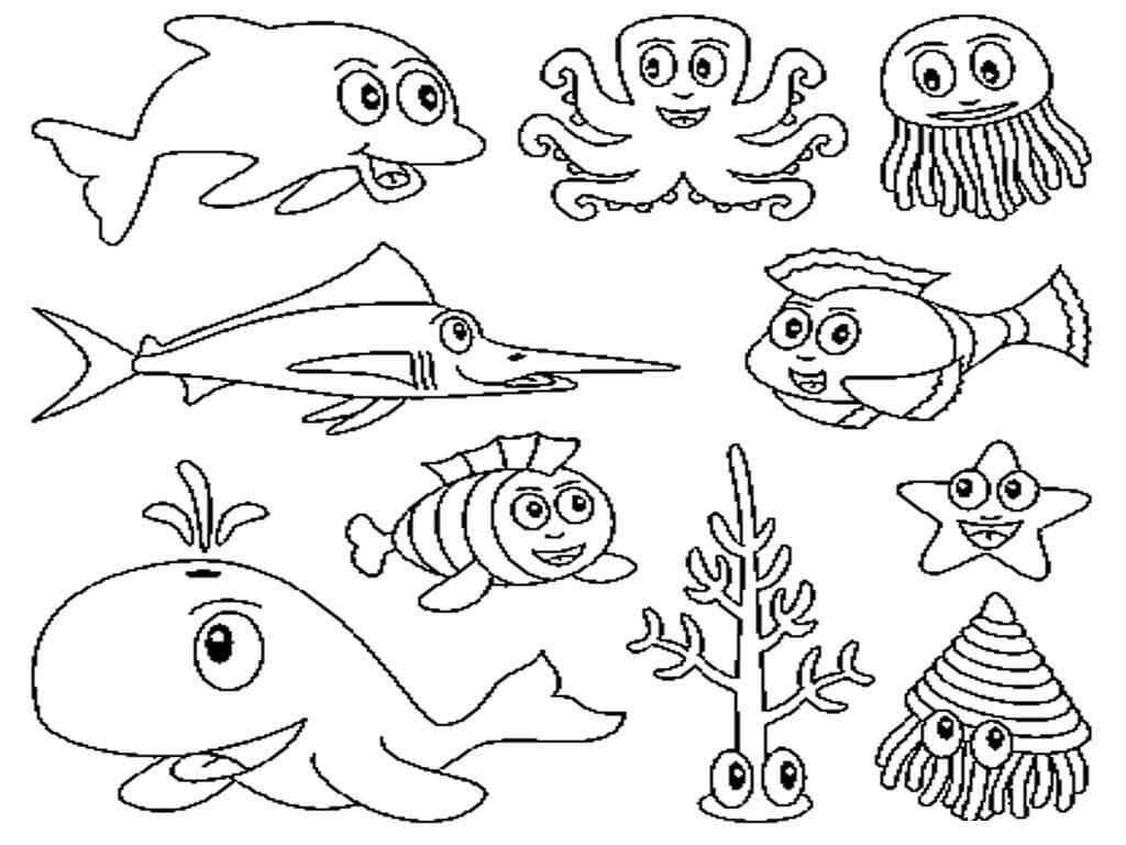 dibujo animal marino normal para colorear