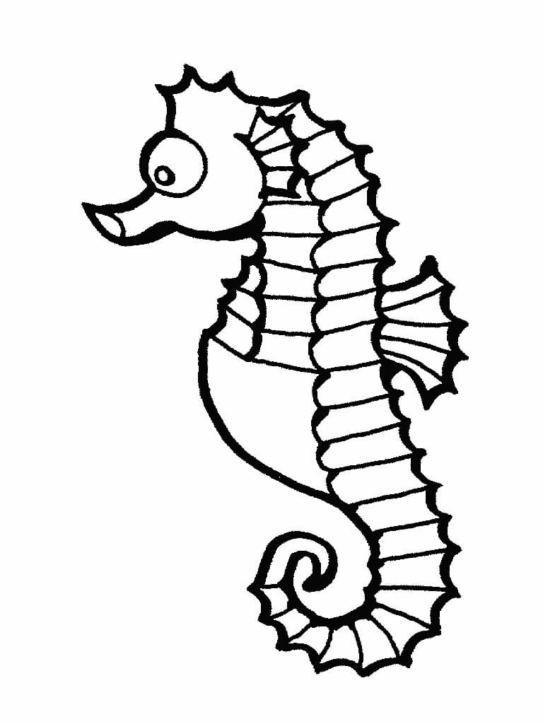 dibujo caballito de mar de dibujos animados para colorear