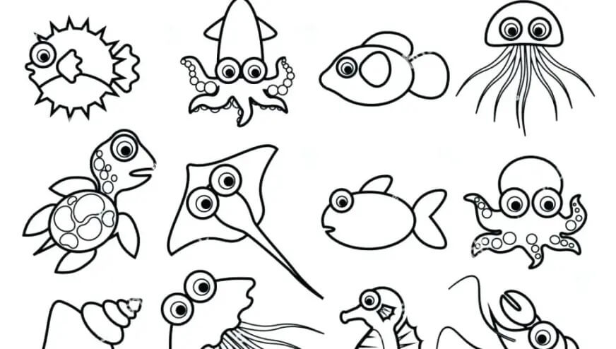 Dibujo de Las Criaturas Marinas Más Lindas para Colorear y Imprimir