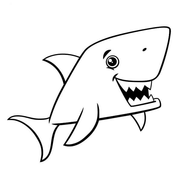dibujo tiburon de dibujos animados para colorear