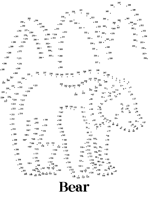 Dibujo de Oso Animal Extremo Punto a Punto Pagina para Colorear para Colorear y Imprimir