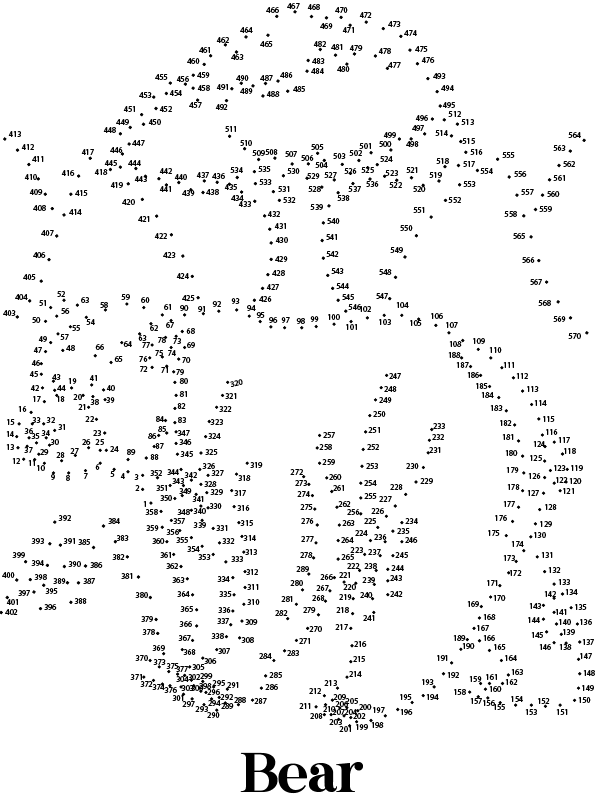 Dibujo de Pagina para Colorear de Oso Punto a Punto Extremo para Colorear y Imprimir