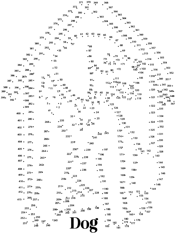 Dibujo de Pagina para Colorear de Perro Punto a Punto Extremo para Colorear y Imprimir