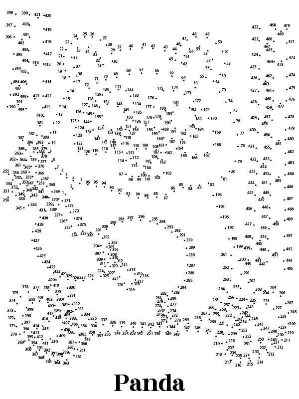 Dibujo de Pagina para Colorear de Punto a Punto Extremo Panda para Colorear y Imprimir