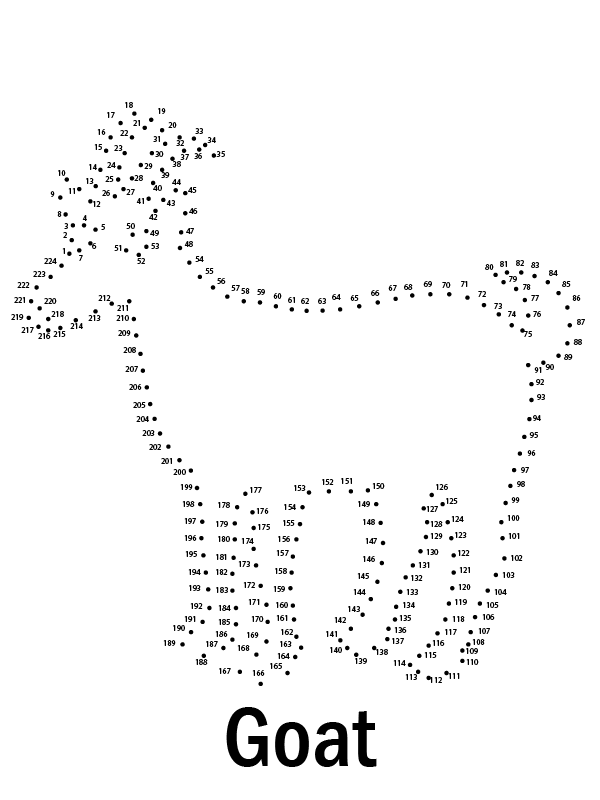 Dibujo de Pagina para Colorear de Cabra Animal Punto a Punto para Colorear y Imprimir