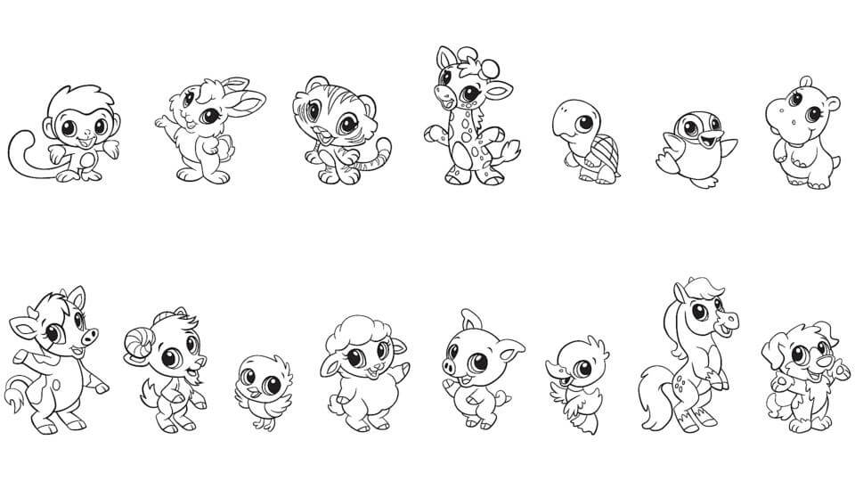 Dibujo de Animales Chibi para Colorear y Imprimir
