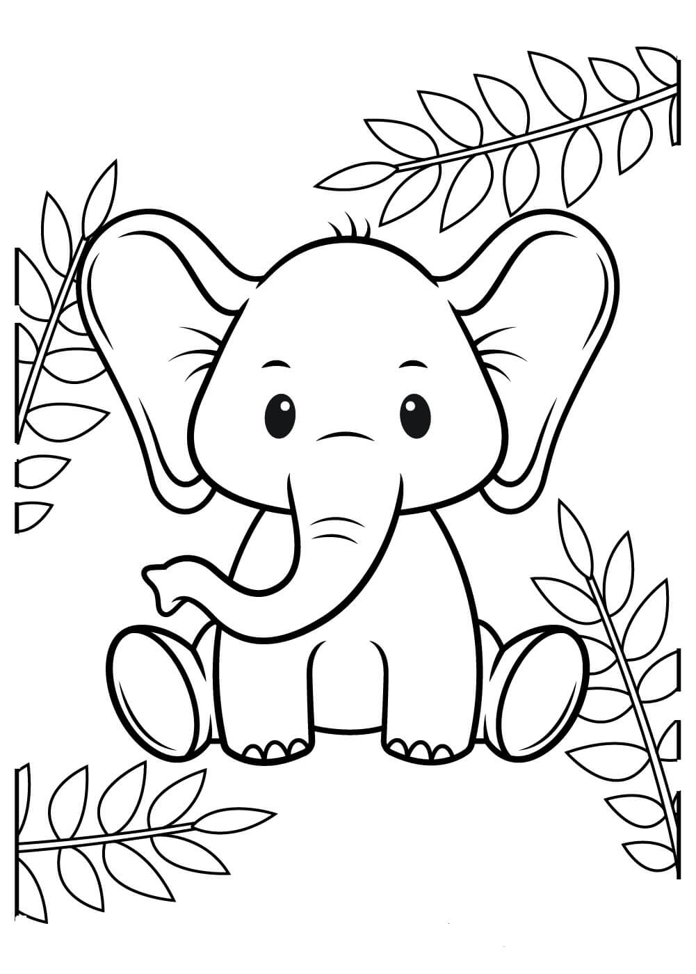 Dibujo de Elefante para Colorear y Imprimir