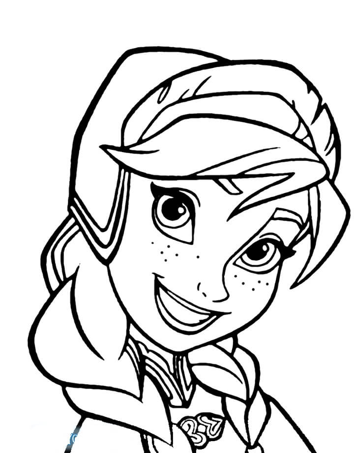 Dibujo de Anna Cara Divertida para Colorear y Imprimir
