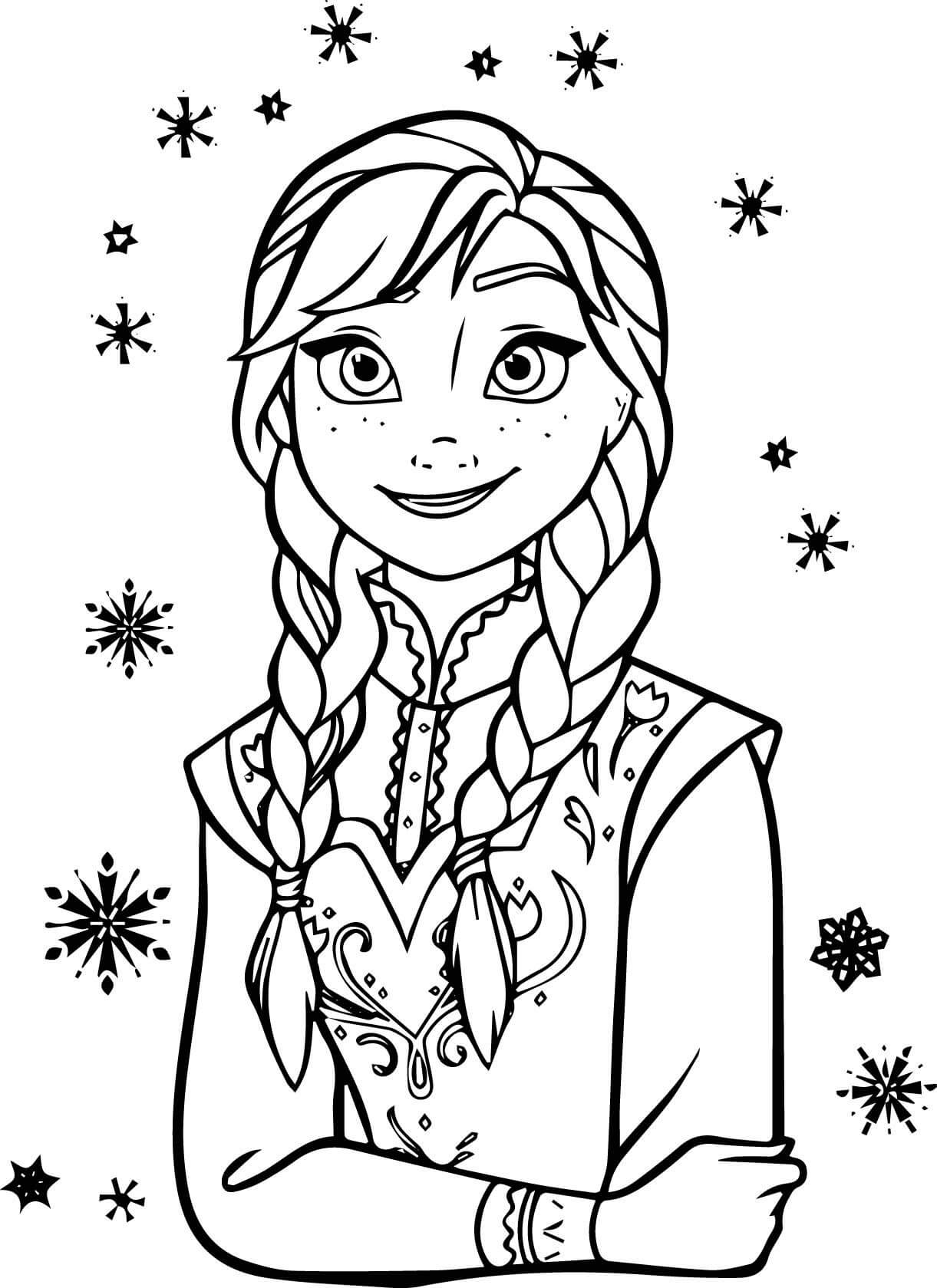 Dibujo de Cara Anna ¡Feliz para Colorear y Imprimir